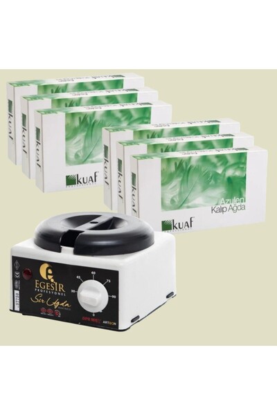 Kuaf Kalıp Ağda Azulen 400 ml 6 Adet + EgeSir Ağda Makinası Isıtma Kazanı