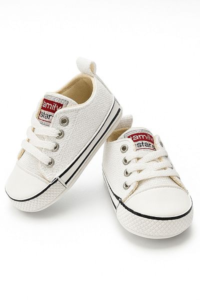 mini mia Cotton Canvas First Step Baby Shoes - Lace-Up, Unisex, Comfortable Sole
