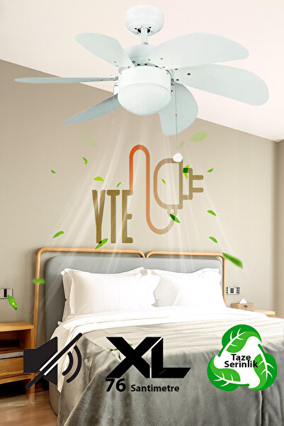 YTE Sessiz 6 Kanatlı 60 W Işıklı Tavan Vantilatörü