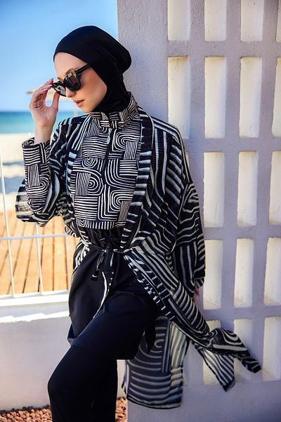 Remsa Mayo Remsa Single Kaftan Kimono Pareo on Hijab Swimsuit Black02 Rp032 Labire