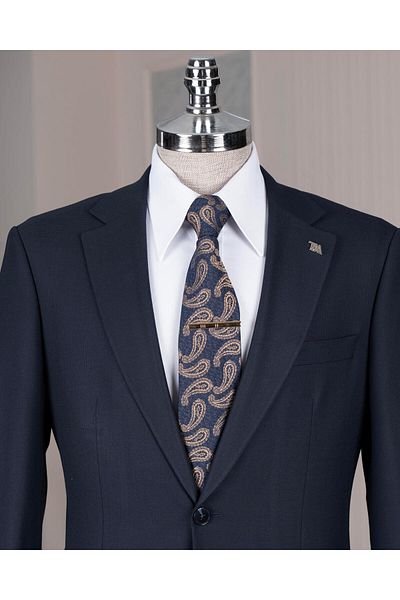 TerziAdemAltun Regular Fit 6 Drop Jacket Pants Suit Navy Blue T14393