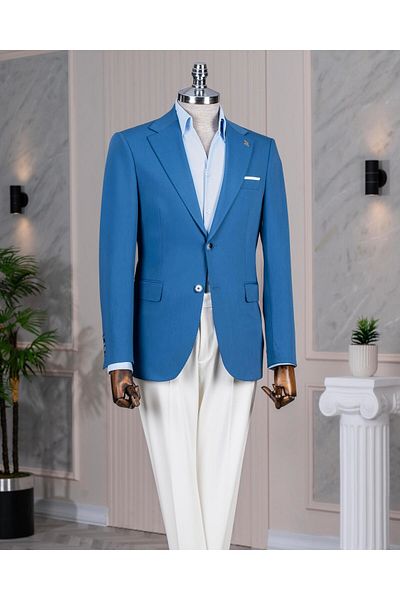 TerziAdemAltun Italian Style Slim Fit Combination Suit Blue T13928