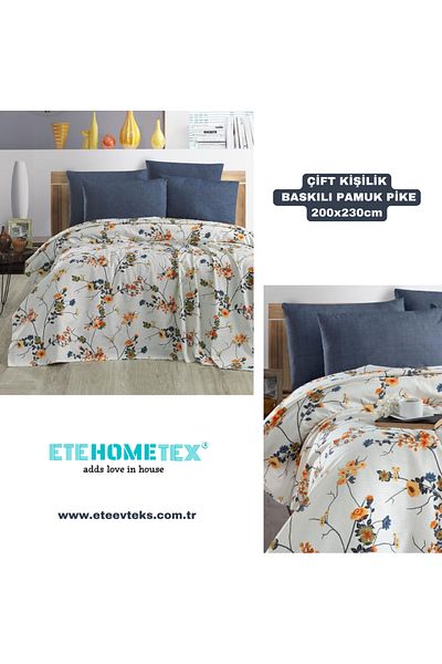 ETE HOMETEX Etehometex Double Person Printed Cotton Pique