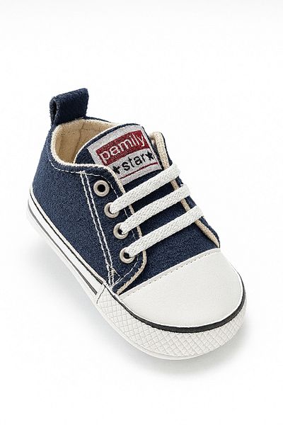 mini mia Cotton Canvas First Step Baby Shoes - Lace-Up, Unisex, Comfortable Sole