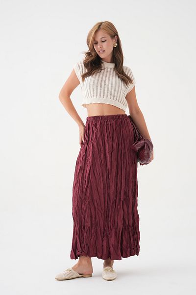 QAWWA Women's Crash Gathered Skirt & Casual Trend Skirt