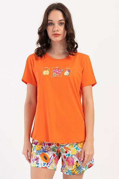VİENETTA Cotton Women's Short Sleeve Shorts Pajamas Set, 408195