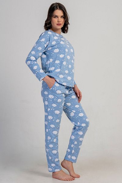 VİENETTA Women's Off Shoulder Long Sleeve Pajama Set, 503087