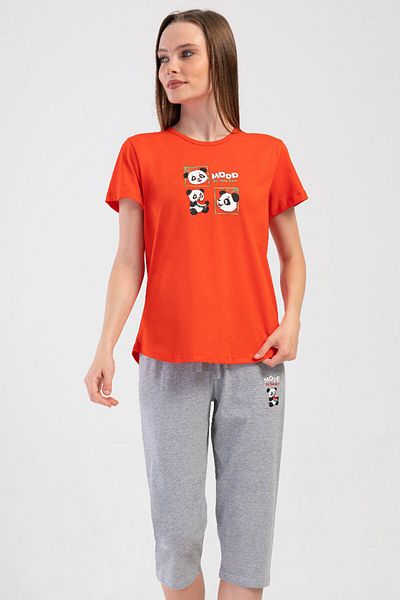 VİENETTA Women's Short Sleeve Capri Pajama Set, 408408