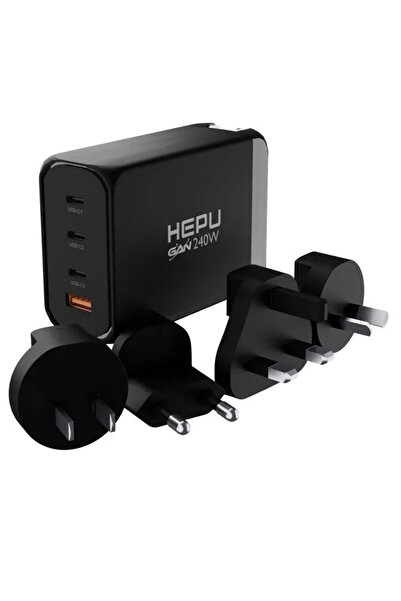 Blackbird Game Center Hepu Hp-306 240Watt Gan Şarj Adaptörü 4-Port Hızlı Seyehat Adaptörü Universal PD 3.0 Qualcom