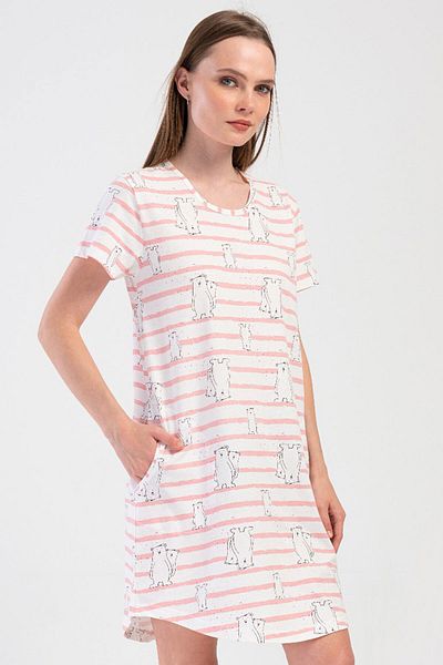 VİENETTA Cotton Women's Short Sleeve Nightgown, 408107