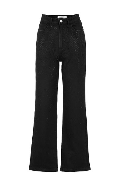 HAKKE High Waist Stone Embroidered Jean Pants