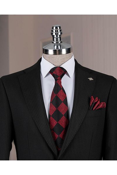 TerziAdemAltun Italian Style Slim Fit Mono Lapel Jacket Pants Suit Black T14290