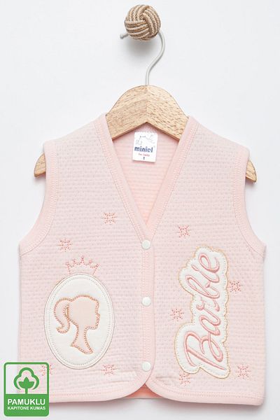 Miniel Baby Girl Brb Baby Embroidered Organic Cotton 6-18 Months Quilted Baby Vest