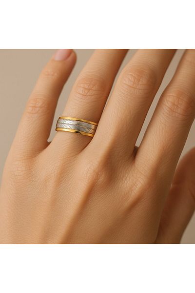 BY YASİN TOPÇU Leaf Wind Steel Ring (19 Sizes)