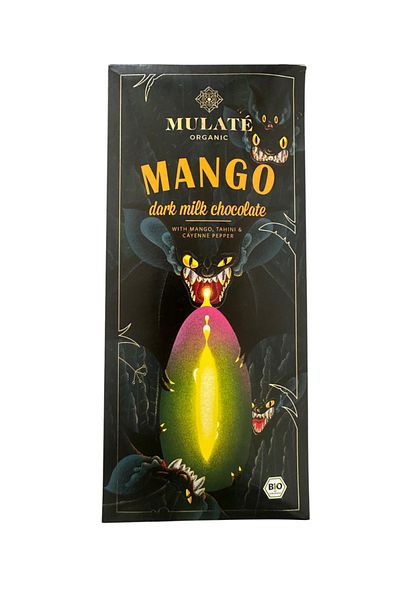 Mulate Chocolate Dark milk chocolate Mulate with tahini, freeze-dried mango and cayenne pepper, 80 gr