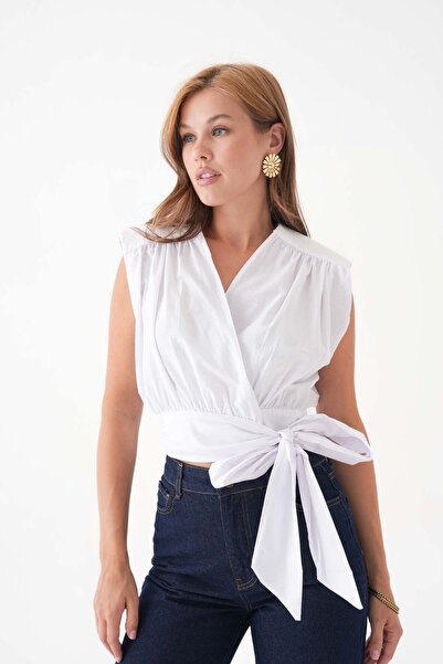 Perryes Women's Lacing Detailed Padded Blouse Shirt