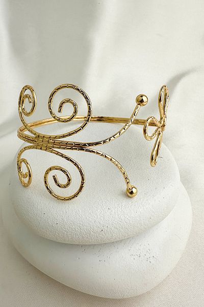 Modex Gold Color Topcuk Detail Flower Pattern Adjustable Arm Accessory (Diameter: 9cm)