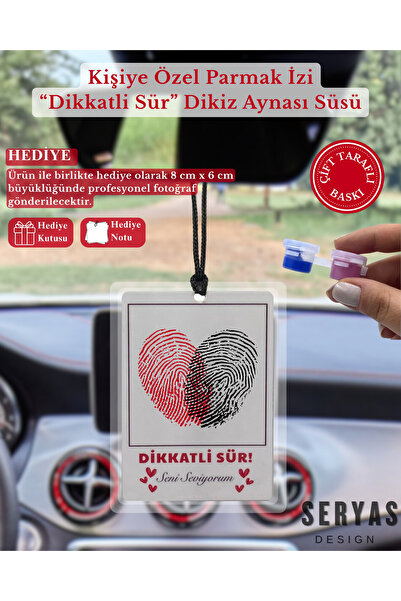 SERYAS DESIGN Parmak İzi Kişiye Özel Fotoğraflı Dikiz Aynası Süsü Araba Süsü ...