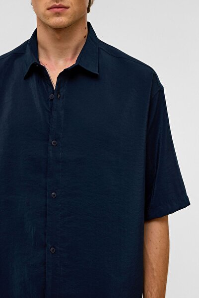 VAMOSCLO Базова сорочка з коротким рукавом з модалу, синя