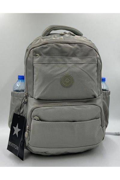 Harmela Water Resistant Fabric School Bag Unisex School Backpack 20267 Grey