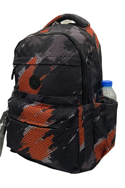 betto's Water Resistant Fabric School Bag Unisex School Backpack 20289 Black-Orange
