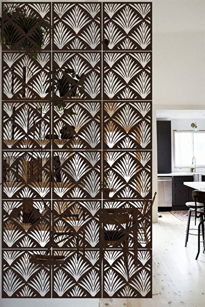 Lucena Ahşap Seperatör Sarkıt Panel Paravan Levha Seti 4 Adet Lazer Desen Seçenekli - 017