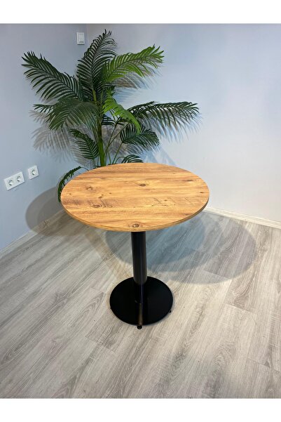 trendloom Yuvarlak Cafe Masası Ahşap Desen