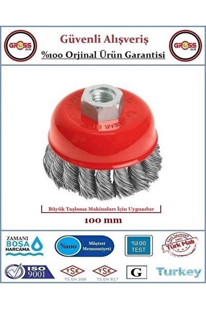 Baytec Bay-Tec Siyah Burgulu Çanak Tel Fırça - Orjinal Ürün - 100MM