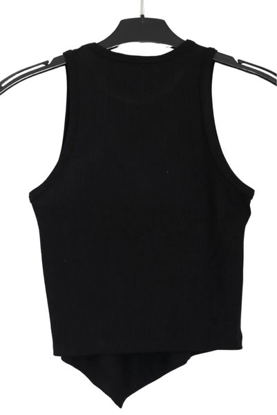 haha Asymmetric Cut Twill Fabric Women's Crop