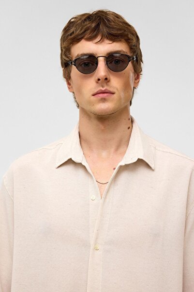 VAMOSCLO oversized Μακρυμάνικο λινό πουκάμισο φυσικό