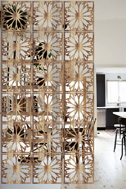 Lucena Ahşap Seperatör Sarkıt Panel Paravan Levha Seti 4 Adet Lazer Desen Seçenekli - 063