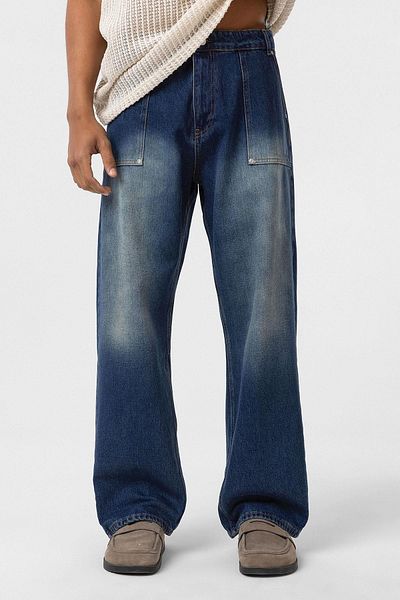 VAMOSCLO Pocket Detailed Baggy Fit Jean Green Tint