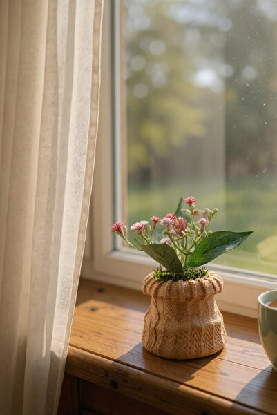 ardesta Vază mică cu model de tricotat cu flori artificiale |   Vază decorativă cu pulbere de piatră |   Ornament pentru masă de televizor