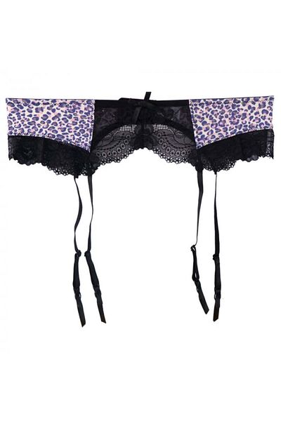 Lemila Portjartier purple animal print with lace