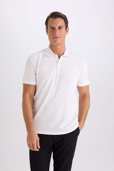 DeFacto New Season Slim Fit Slim Fit Short Sleeve Cotton Basic Plain Polo T-Shirt