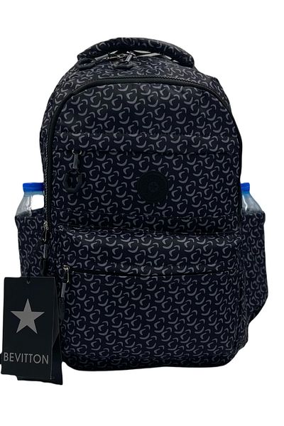 Harmela Water Resistant Fabric School Bag Unisex School Backpack 20289 Black
