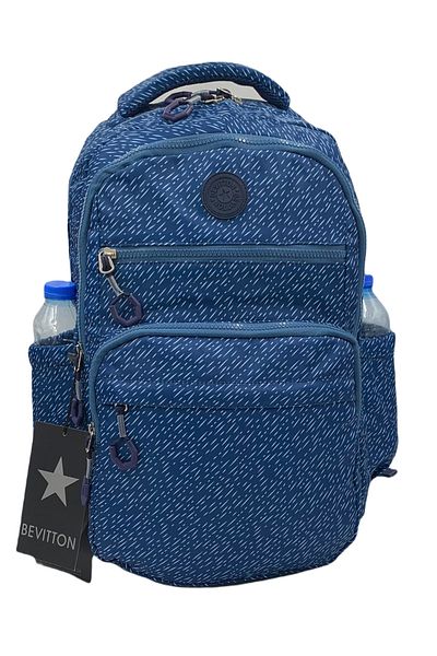 Harmela Water Resistant Fabric School Bag Unisex School Backpack A3113 Blue Drop