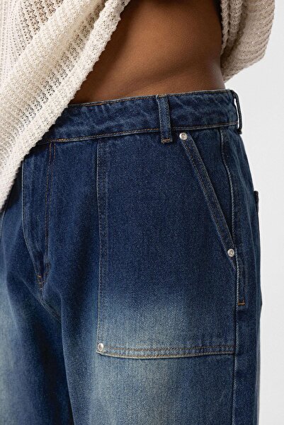 VAMOSCLO Pocket Detailed Baggy Fit Jean Green Tint