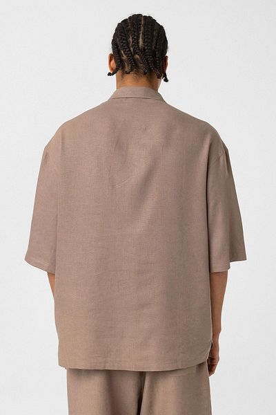VAMOSCLO Double Pocket Oversize Linen Shirt Mink