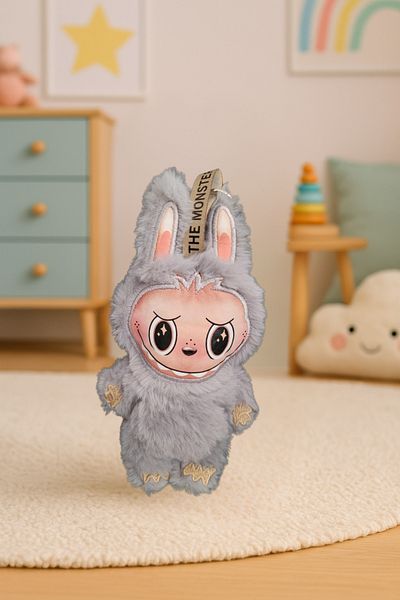 LABUBU Gray Bunny Character Plush Toy – 20 Cm, Special Design with Star Eyes