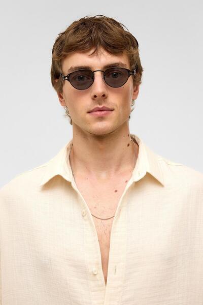 VAMOSCLO Оверсайз сорочка з коротким рукавом з муслінової тканини, натуральний колір