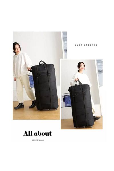 ZAAPPY Folding Oxford Fabric 35-Inch Rolling Luggage with 360 Degree Movement 5 Wheels Expandable