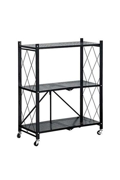 Türkiye 3-Layer Foldable Storage Rack, Multi-Layer Kitchen Living Room Floor Rack With Wheels Detachable Met