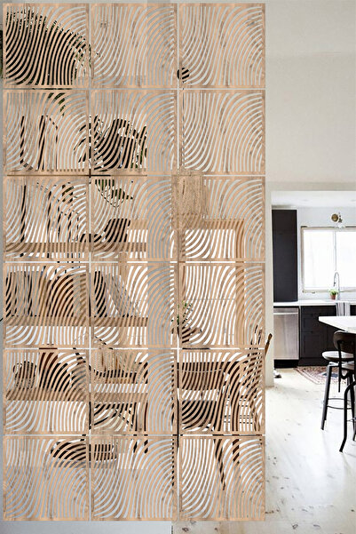 Lucena Ahşap Seperatör Sarkıt Panel Paravan Levha Seti 4 Adet Lazer Desen Seçenekli - 048