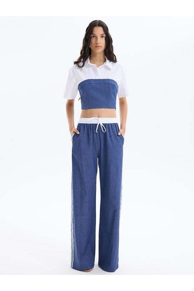 Quzu 00574 Pantaloni cu dungi Indigo