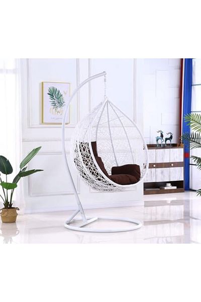 Türkiye Indoor Outdoor Patio Wicker Hanging Chair Swing Egg Basket Chairs with Stand UV Resistant Cushions 1
