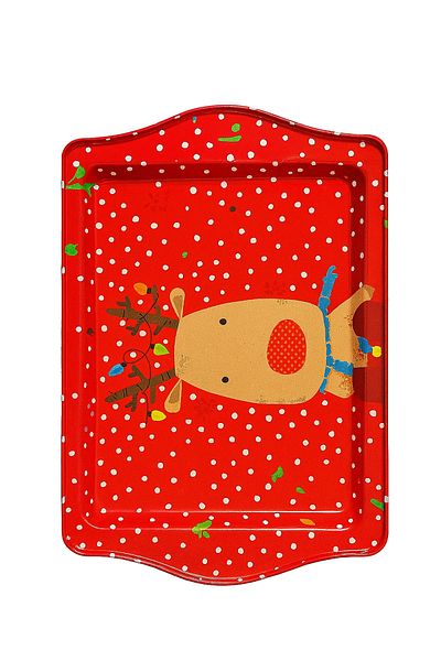 Bittox New Season Various Patterned Winter Themed Decorative Celebration Tray - Gift Metal Presentation Tray