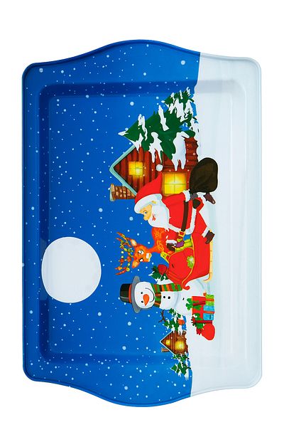 Bittox New Season Various Patterned Winter Themed Decorative Celebration Tray - Gift Metal Presentation Tray
