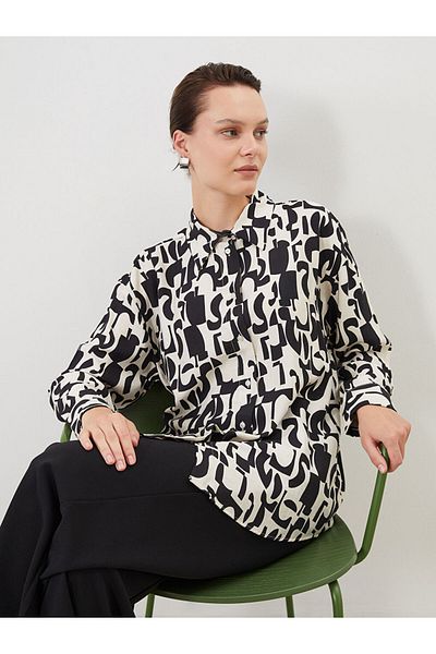 LC Waikiki Women's Black Patterned Shirt Tunic