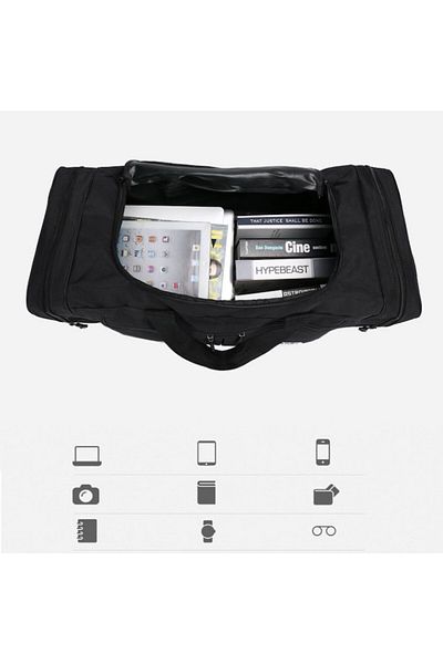OricareFain Foldable Travel Bag 65L, 70x28x32 cm, Hand Luggage for Plane, Camping, Hiking, Black